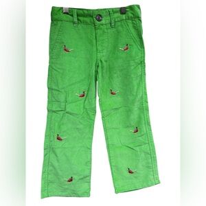 Beaufort Bonnet Company Boys Green Embroidered Pheasant Pants 4T Micro Cords NWT